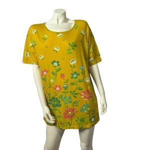 Gudrun Sjoden Yellow Peony Organic Cotton Medium T-Shirt Top Mini Dress